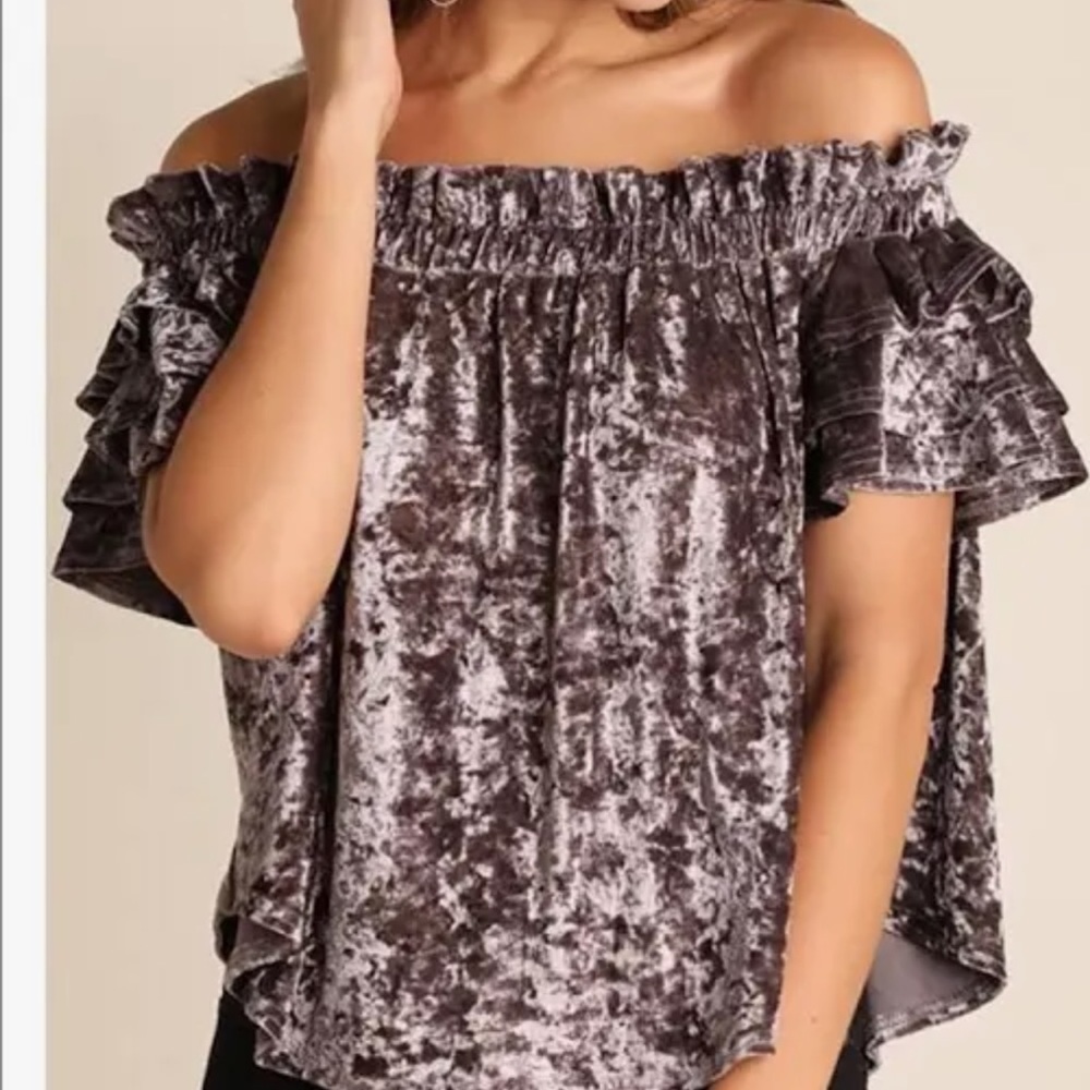Velvet off the shoulder shirt